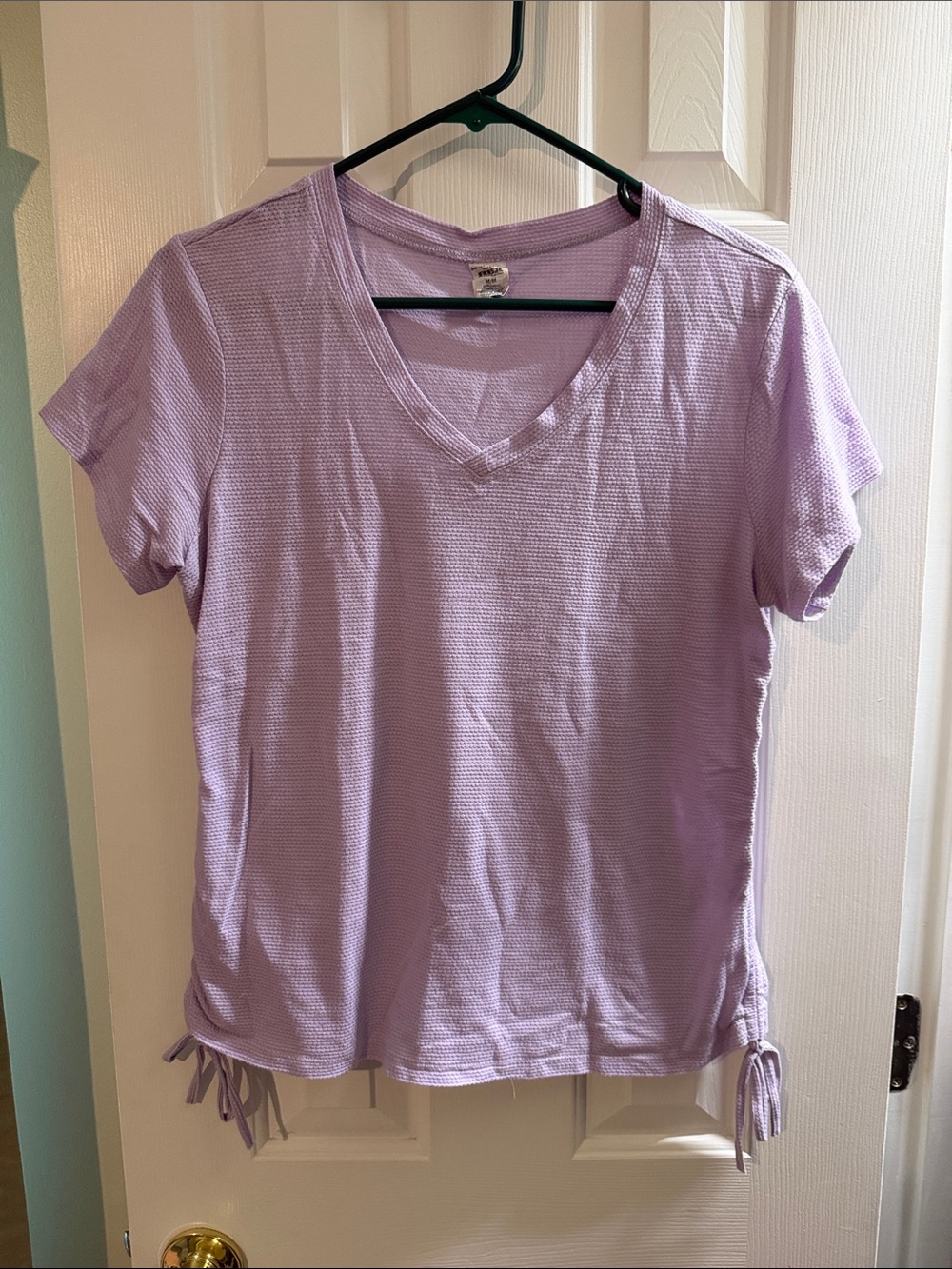 RBX Lavender V-Neck Short Sleeve Top with Side Ties